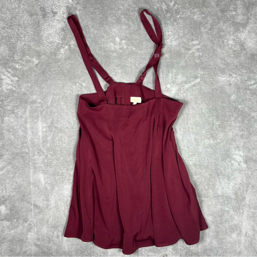 Modcloth Skirt Womens 1x Overall Winner Wine Flowy Holiday Academia Prep Grunge - Picture 3 of 7